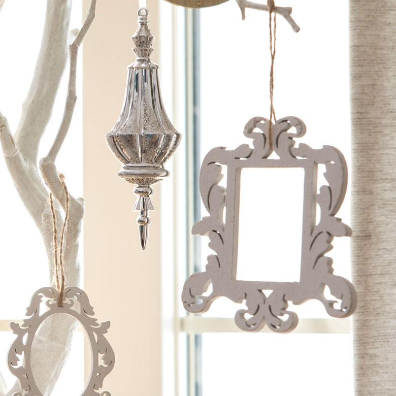 オーナメント 4個セット 額縁 クリスマス ツリー シルバー クリスマス クリスマスデコレーション デコレーション 飾り おしゃれ 北欧 クリスマス雑貨 木製 94118 | ブランド登録なし | 07