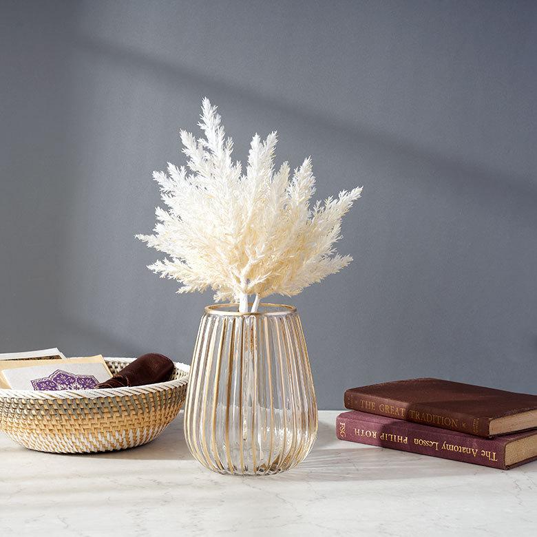 フェイク グリーン パンパス リーフ 造花 3本入り ホワイト アイボリー フラワー 花束 観葉植物 ボタニカル おしゃれ ナチュラル 北欧 西海岸 コースタル 94146 | ブランド登録なし | 03