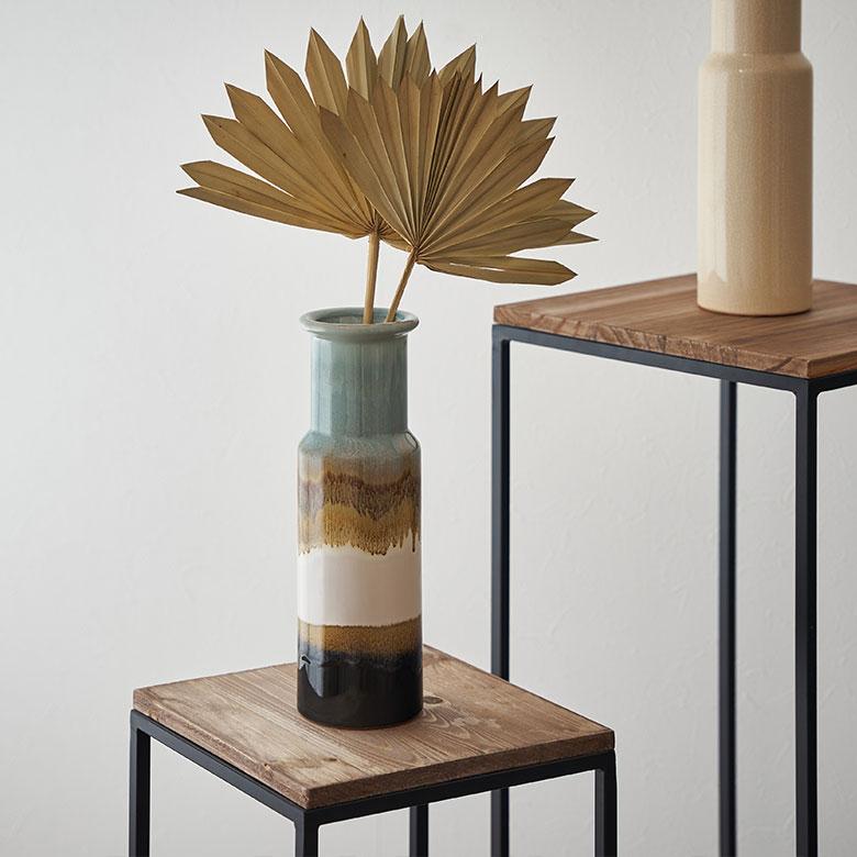 フラワー ベース 花 瓶 びん 水入れ 可 約 W 9.5cm D 9.5cm H 30cm 陶器 アースカラー クラック 貫入 おしゃれ 北欧 リゾート インテリア 雑貨 西海岸風 94167 | ブランド登録なし | 10