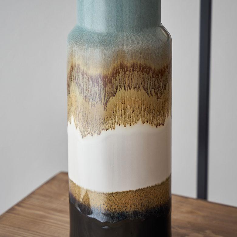 フラワー ベース 花 瓶 びん 水入れ 可 約 W 9.5cm D 9.5cm H 30cm 陶器 アースカラー クラック 貫入 おしゃれ 北欧 リゾート インテリア 雑貨 西海岸風 94167 | ブランド登録なし | 11