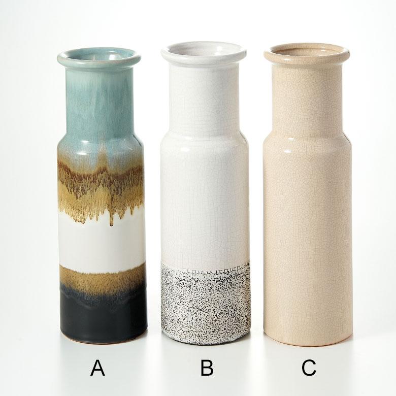 フラワー ベース 花 瓶 びん 水入れ 可 約 W 9.5cm D 9.5cm H 30cm 陶器 アースカラー クラック 貫入 おしゃれ 北欧 リゾート インテリア 雑貨 西海岸風 94167 | ブランド登録なし | 12