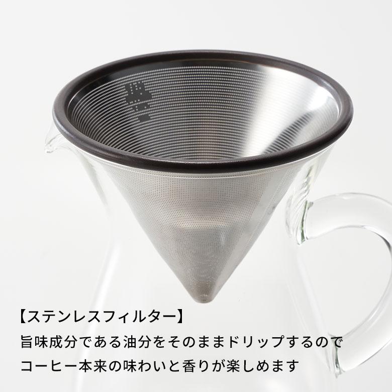 コーヒー ドリッパー カラフェ セット メーカー 600ml ステンレス ガラス フィルター ドリップ 熱湯 電子レンジ 食洗機 可 耐熱 おしゃれ ハンド 西海岸 94170 | KINTO | 08