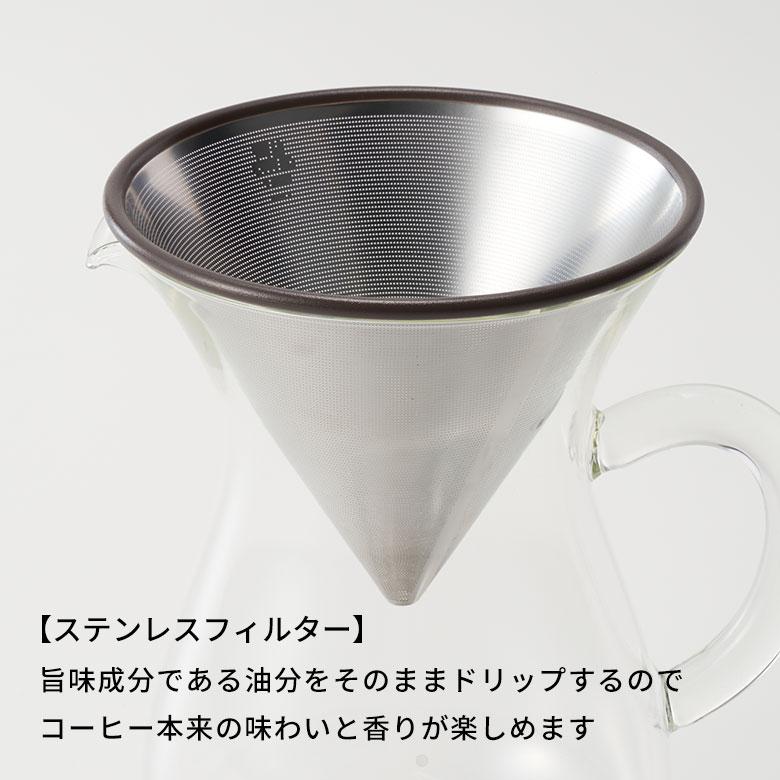 コーヒー ドリッパー カラフェ セット メーカー 1100ml ステンレス ガラス フィルター ドリップ 熱湯 電子レンジ 食洗機 可 耐熱 おしゃれ ハンド 西海岸 94171 | KINTO | 08