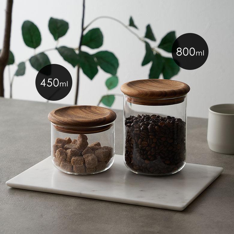 キャニスター ガラス 木 800ml 大容量 保存 容器 スタッキング 瓶 耐熱 電子レンジ 食洗機 可 収納 コーヒー 入れ おしゃれ 北欧 ストッカー KINTO 西海岸 94175 | KINTO | 01