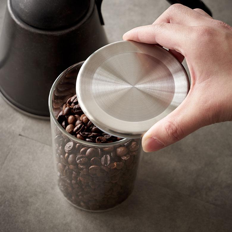 キャニスター 耐熱 ガラス ステンレス 計量スプーン 付 600ml 保存 容器 瓶 電子レンジ 食洗機 可 収納 コーヒー 入れ おしゃれ 雑貨 ストッカー 西海岸 94181 | KINTO | 02