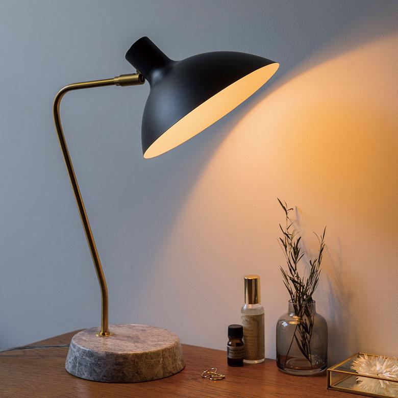 デスク ライト スタンド ランプ アルミ 天然 大理石 1灯 口金17 40W LED 対応 照明 器具 卓上 読書灯 電球付 学習机 おしゃれ 北欧 インテリア 西海岸 94183 | INTERFORM | 05