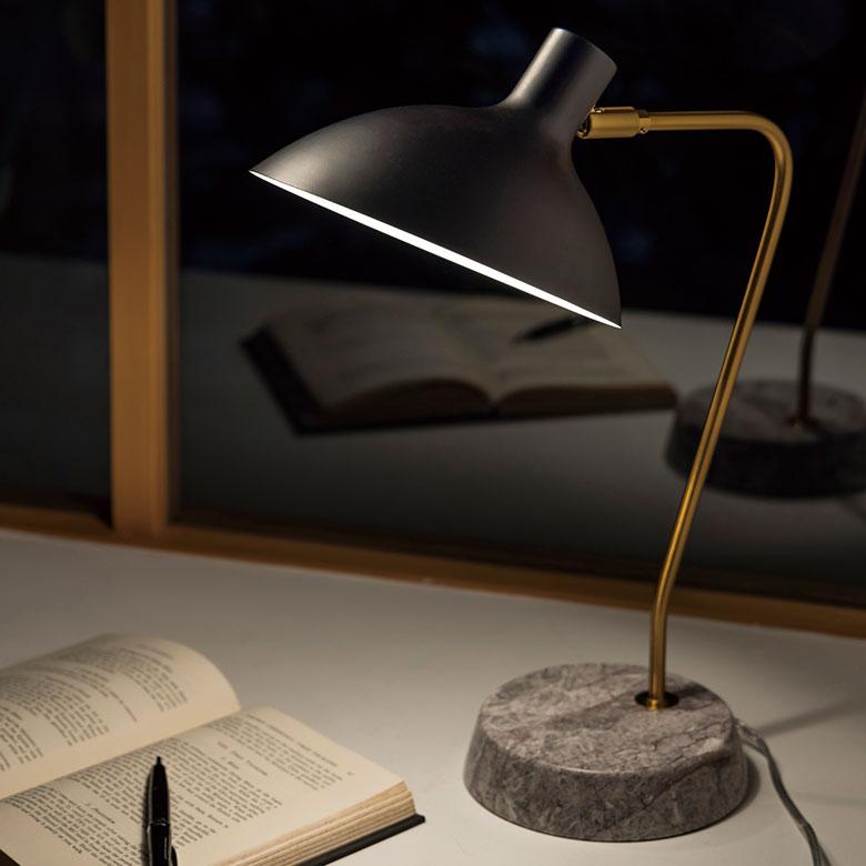 デスク ライト スタンド ランプ アルミ 天然 大理石 1灯 口金17 40W LED 対応 照明 器具 卓上 読書灯 電球付 学習机 おしゃれ 北欧 インテリア 西海岸 94183 | INTERFORM | 06