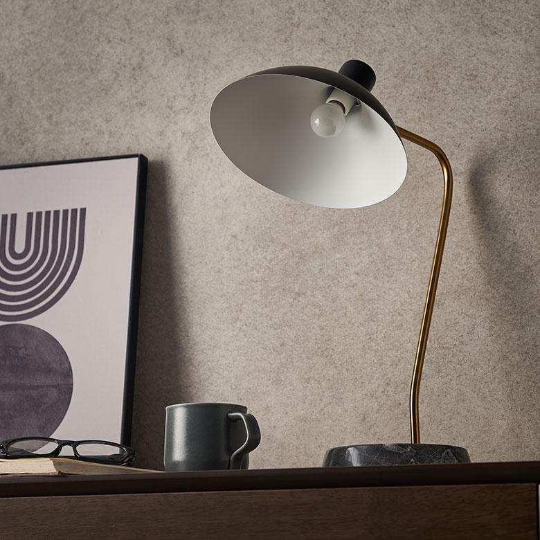 デスク ライト スタンド ランプ アルミ 天然 大理石 1灯 口金17 40W LED 対応 照明 器具 卓上 読書灯 電球付 学習机 おしゃれ 北欧 インテリア 西海岸 94183 | INTERFORM | 07