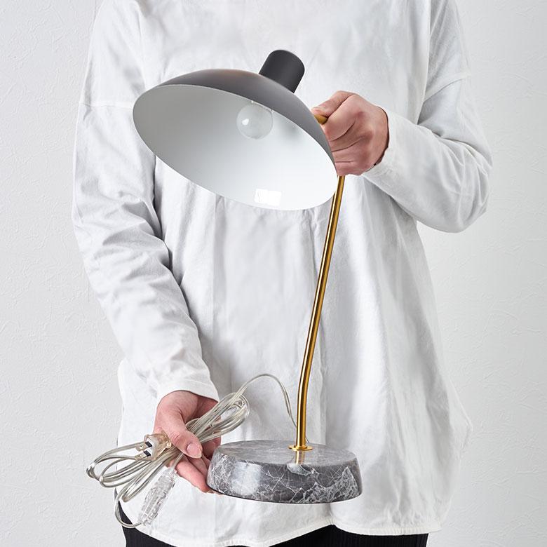 デスク ライト スタンド ランプ アルミ 天然 大理石 1灯 口金17 40W LED 対応 照明 器具 卓上 読書灯 電球付 学習机 おしゃれ 北欧 インテリア 西海岸 94183 | INTERFORM | 08