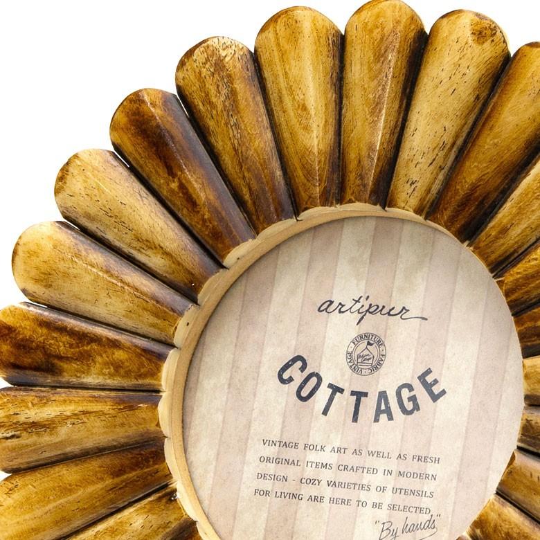 フォトフレーム 写真たて 円形 直径約19cm フラワーモチーフ 花形 ナチュラル おしゃれ ブラウン アイボリー インテリア 94211 | ブランド登録なし | 06