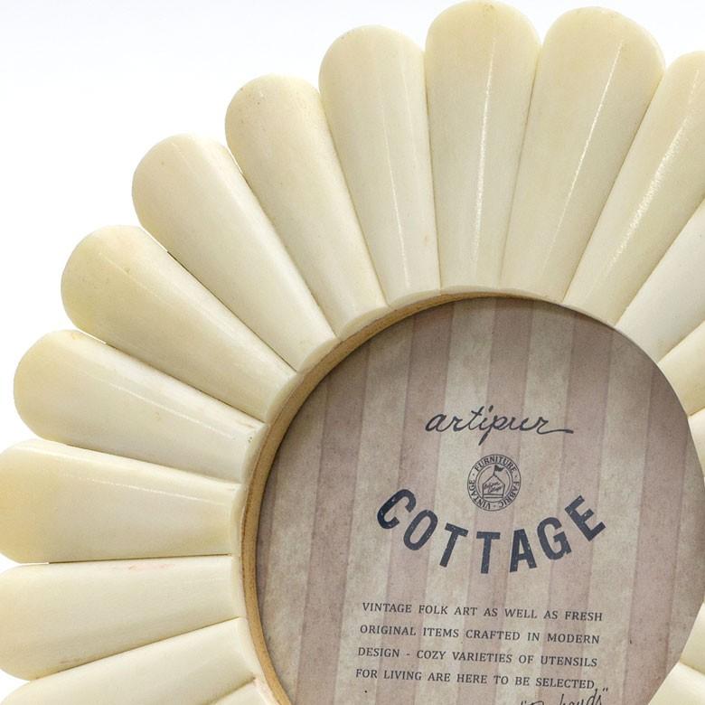 フォトフレーム 写真たて 円形 直径約19cm フラワーモチーフ 花形 ナチュラル おしゃれ ブラウン アイボリー インテリア 94211 | ブランド登録なし | 07