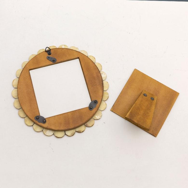 フォトフレーム 写真たて 円形 直径約19cm フラワーモチーフ 花形 ナチュラル おしゃれ ブラウン アイボリー インテリア 94211 | ブランド登録なし | 11