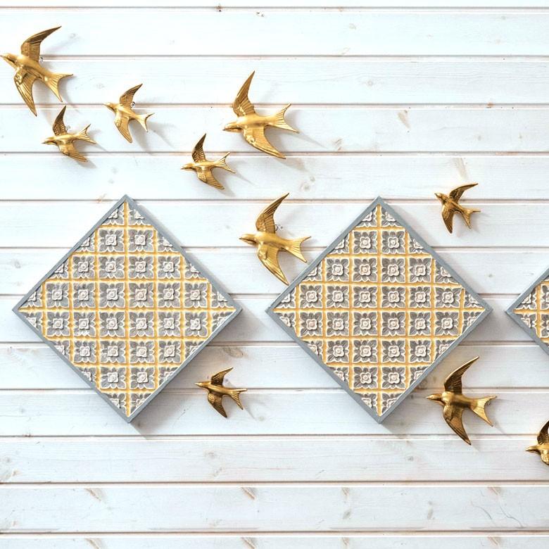 壁飾り ツバメ 鳥 ウォールデコレーション 幅約14cm ゴールド オーナメント アジア雑貨 おしゃれ 北欧 インテリア アンティーク調 94222 | ブランド登録なし | 03