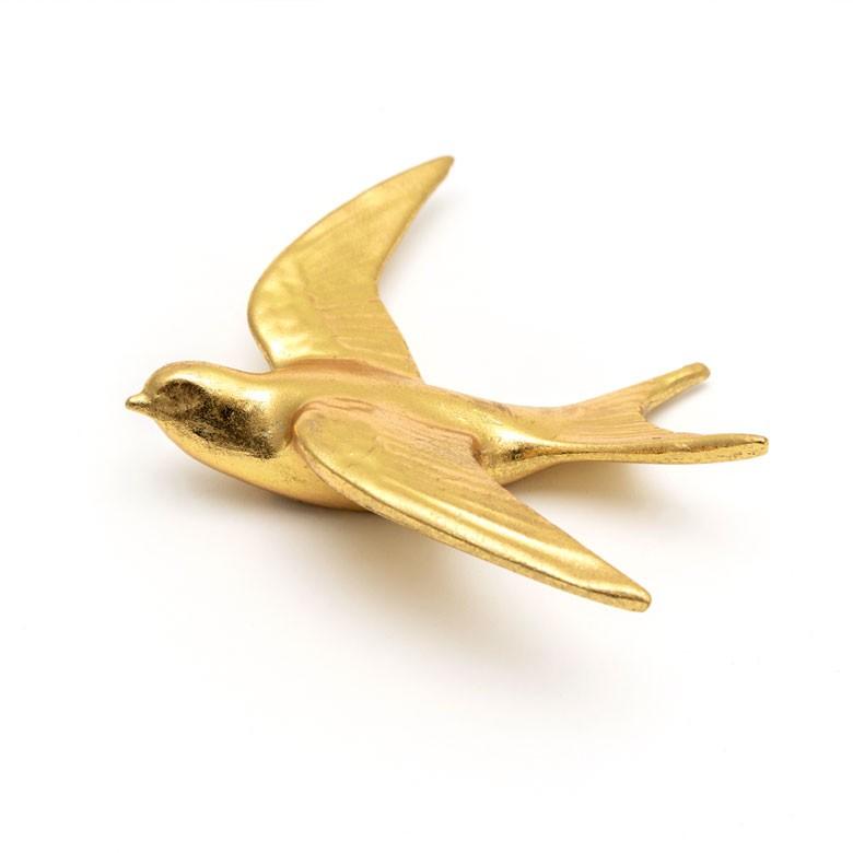 壁飾り ツバメ 鳥 ウォールデコレーション 幅約14cm ゴールド