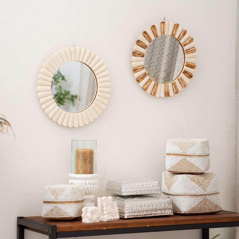 フォトフレーム 写真たて 円形 直径約29cm フラワーモチーフ 花形 ナチュラル おしゃれ ブラウン アイボリー インテリア 94227 | ブランド登録なし | 09