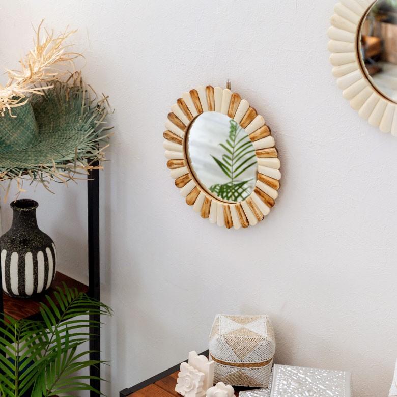 フォトフレーム 写真たて 円形 直径約29cm フラワーモチーフ 花形 ナチュラル おしゃれ ブラウン アイボリー インテリア 94227 | ブランド登録なし | 10