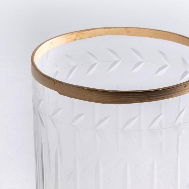 キャンドルホルダー ガラス クリア ゴールド 花瓶  直径9.5cm 高さ10cm 模様入り フラワーベース おしゃれ アンティーク調 小物入れ 94229 | ブランド登録なし | 01