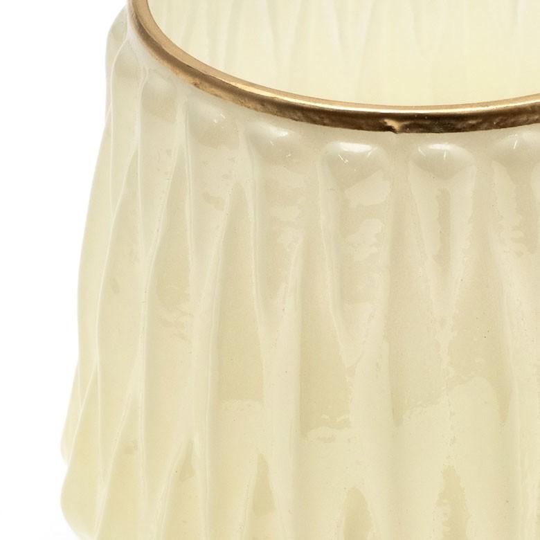 キャンドルホルダー フラワーベース ガラス ミルクカラー ゴールド 花瓶 直径11.5cm 高さ11cm 模様入り 乳白色 おしゃれ アンティーク調 小物入れ 94230 | ブランド登録なし | 01