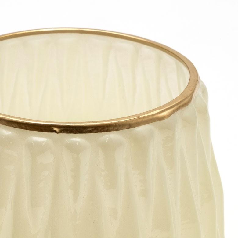 キャンドルホルダー フラワーベース ガラス ミルクカラー ゴールド 花瓶 直径11.5cm 高さ11cm 模様入り 乳白色 おしゃれ アンティーク調 小物入れ 94230 | ブランド登録なし | 07