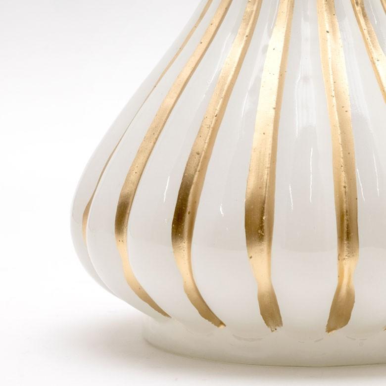 フラワーベース ガラス ミルクカラー ゴールド 花瓶 直径12cm 高さ14cm