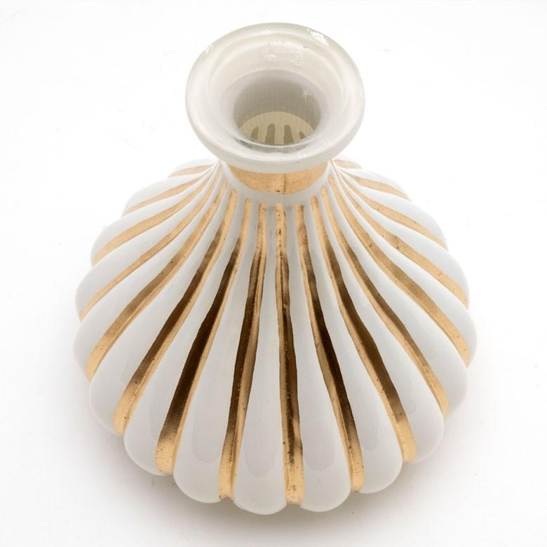 フラワーベース ガラス ミルクカラー ゴールド 花瓶 直径12cm 高さ14cm