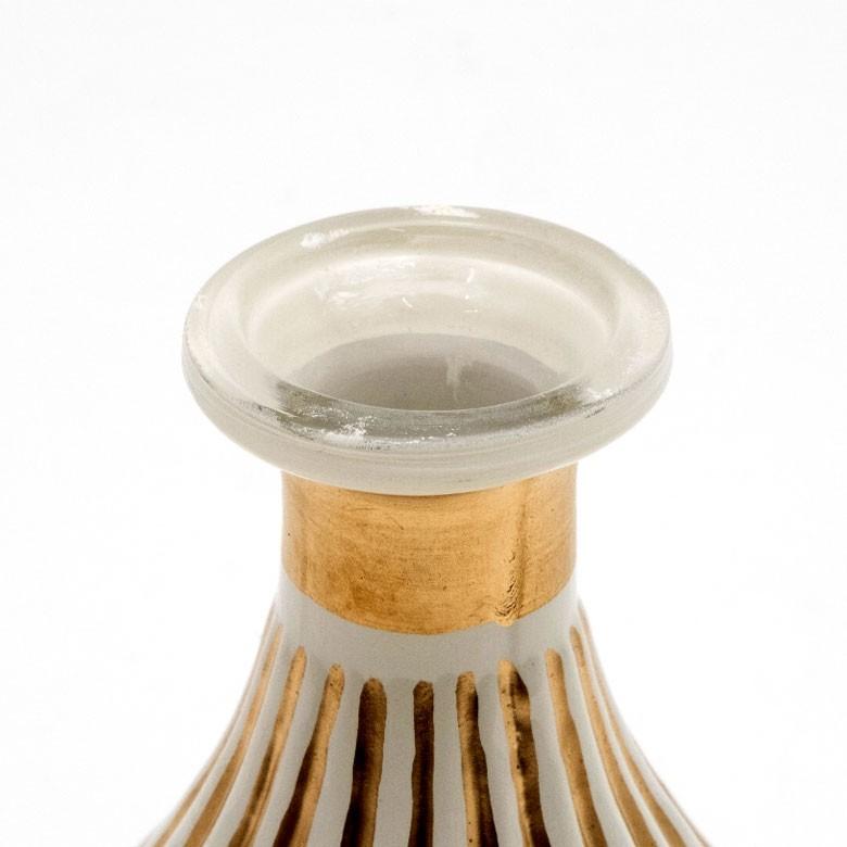 フラワーベース ガラス ミルクカラー ゴールド 花瓶 直径12cm 高さ14cm