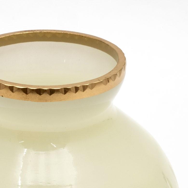 フラワーベース ガラス ミルクカラー ゴールド 花瓶 直径12cm 高さ16.5