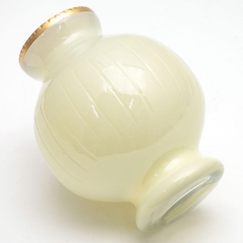 フラワーベース ガラス ミルクカラー ゴールド 花瓶 直径12cm 高さ16.5