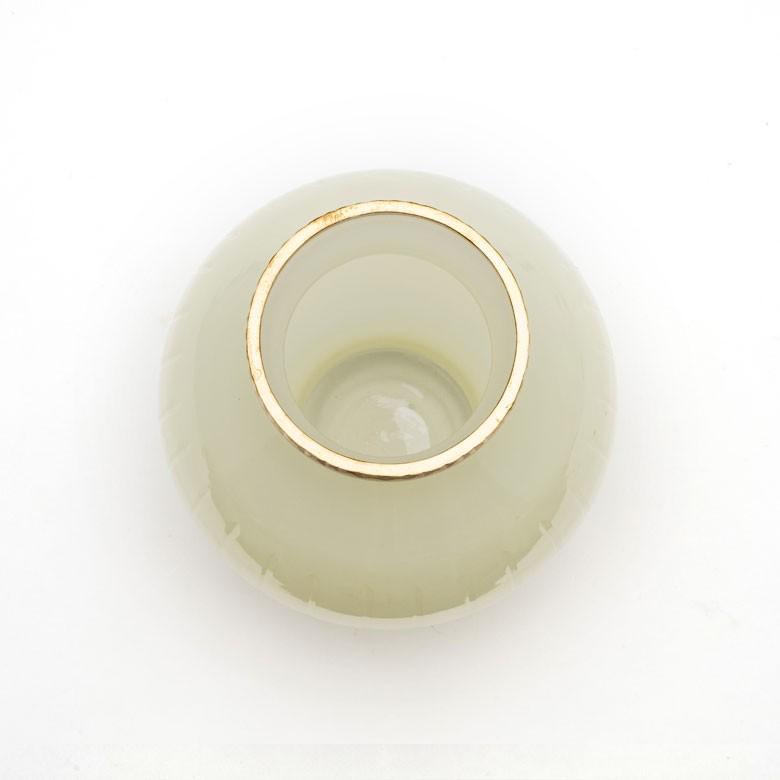 フラワーベース ガラス ミルクカラー ゴールド 花瓶 直径12cm 高さ16.5