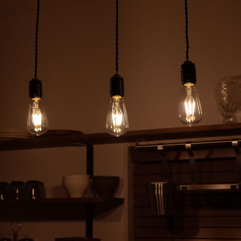 LED電球 E26口金 クリア 暖色系 エジソン電球 レトロランプ 照明 裸電球 ヴインテージ ナス型 ライト フィラメント 照明器具　エジソンランプ 94603 | ブランド登録なし | 05