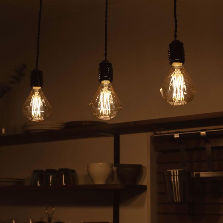 LED電球 E26口金 クリア 暖色系 エジソン電球 レトロランプ 照明 裸電球 ヴインテージ ダイヤモンド型 ライト フィラメント 照明器具　エジソンランプ 94604 | ブランド登録なし | 05