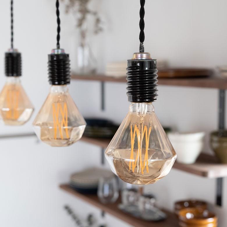 LED電球 E26口金 クリア 暖色系 エジソン電球 レトロランプ 照明 裸電球 ヴインテージ ダイヤモンド型 ライト フィラメント 照明器具　エジソンランプ 94604 | ブランド登録なし | 06