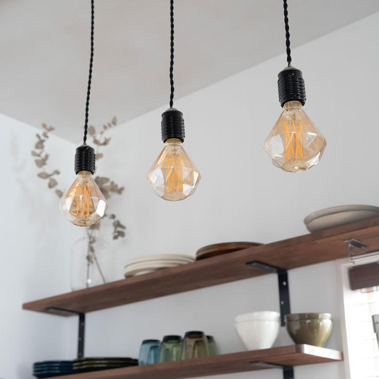 LED電球 E26口金 クリア 暖色系 エジソン電球 レトロランプ 照明 裸電球 ヴインテージ ダイヤモンド型 ライト フィラメント 照明器具　エジソンランプ 94604 | ブランド登録なし | 07