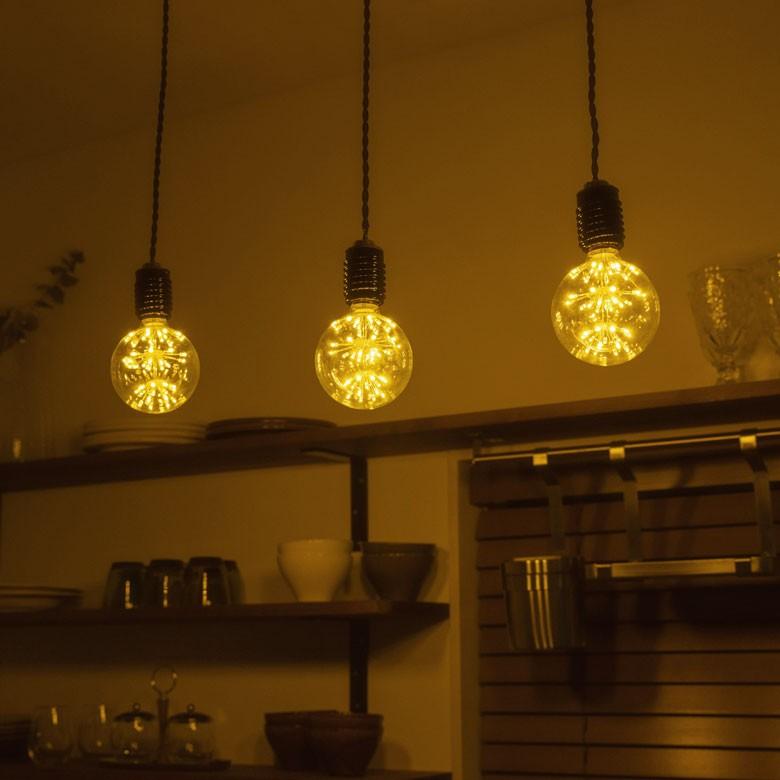 LED電球 E26口金 クリア 暖色 エジソン 電球 レトロ ランプ 照明 裸電球 ヴィンテージ 花火ボール型 直径9.5cm ライト フィラメント 器具 エジソンランプ 94607 | ブランド登録なし | 05