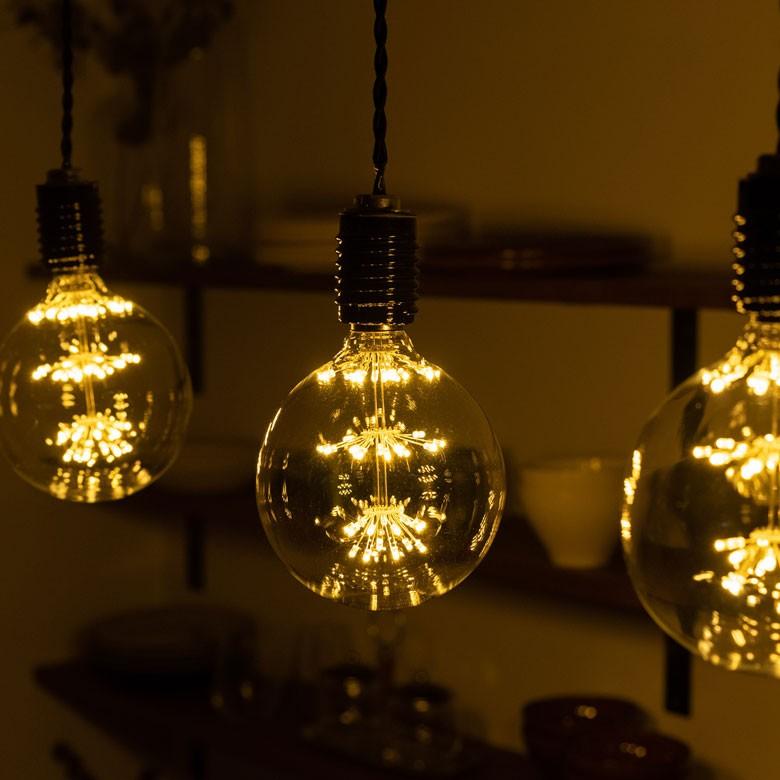 LED電球 E26口金 クリア 暖色 エジソン 電球 レトロ ランプ 照明 裸電球 ヴィンテージ 花火ボール型 直径12.5cm ライト フィラメント 器具 エジソンランプ 94608 | ブランド登録なし | 02