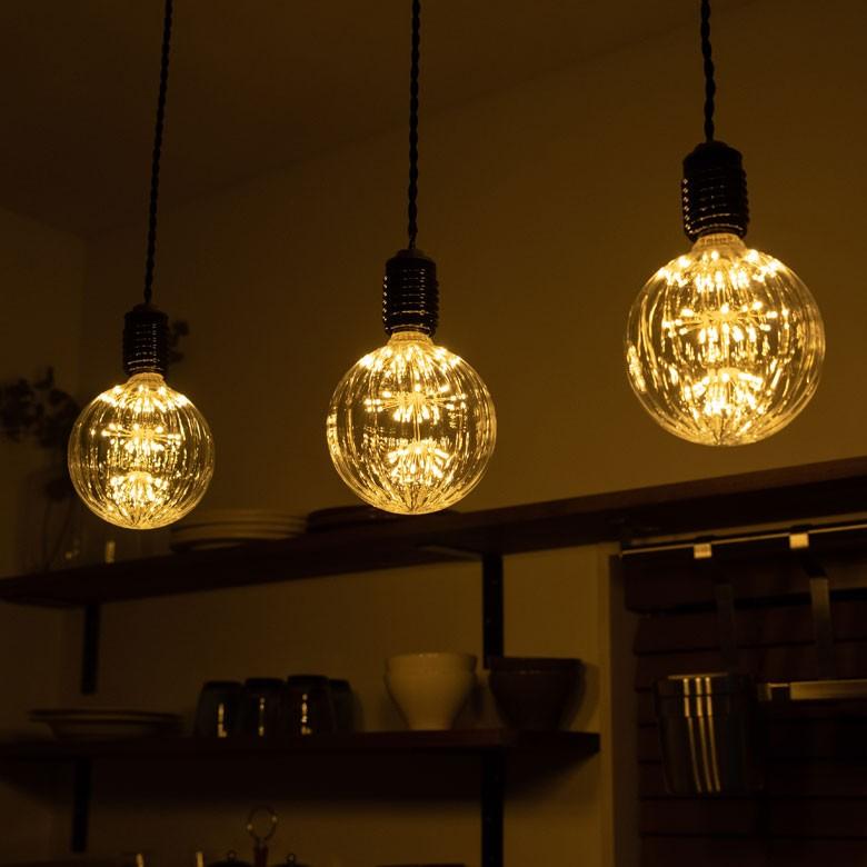 LED電球 E26口金 クリア 暖色 エジソン 電球 レトロ ランプ 照明 裸電球 ヴィンテージ ストライプ 花火ボール型 直径12.5cm ライト 器具 エジソンランプ 94609 | ブランド登録なし | 05