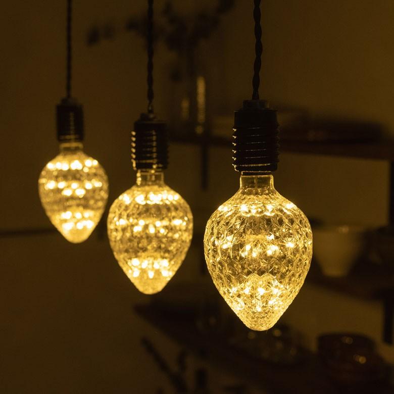 LED電球 E26口金 クリア 暖色 エジソン 電球 レトロ ランプ 照明 裸電球 ヴィンテージ 花火イチゴ型 直径9.5cm ライト フィラメント 器具 エジソンランプ 94610 | ブランド登録なし | 02