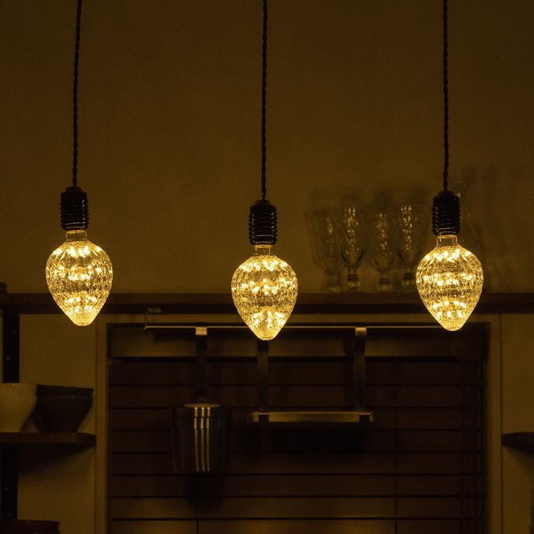 LED電球 E26口金 クリア 暖色 エジソン 電球 レトロ ランプ 照明 裸電球 ヴィンテージ 花火イチゴ型 直径9.5cm ライト フィラメント 器具 エジソンランプ 94610 | ブランド登録なし | 05