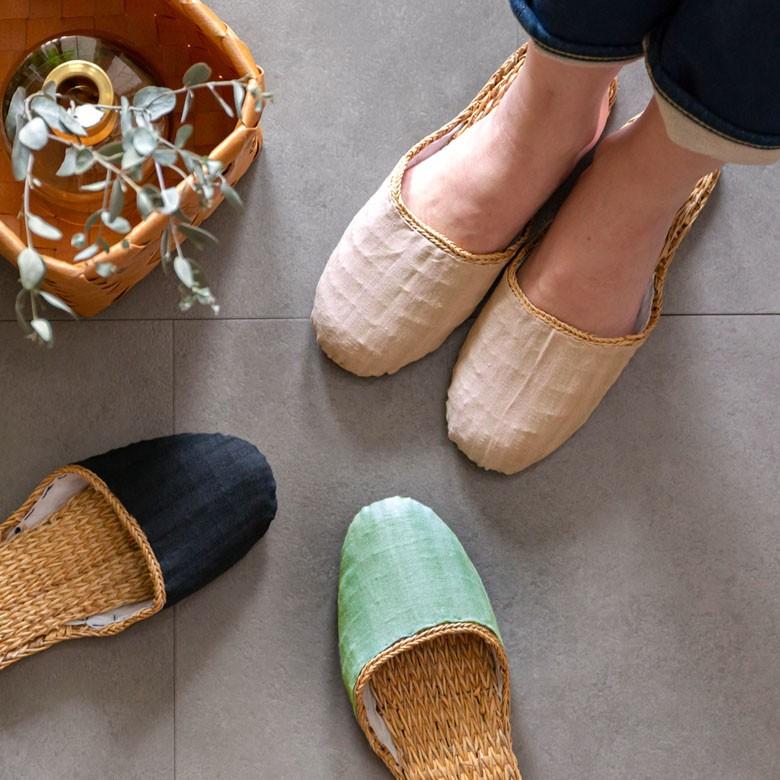 スリッパ ルームシューズ  ムギワラ リネン かわいい おしゃれ 無地 レディース ナチュラル 室内履き 涼しい 94719 | ブランド登録なし | 04