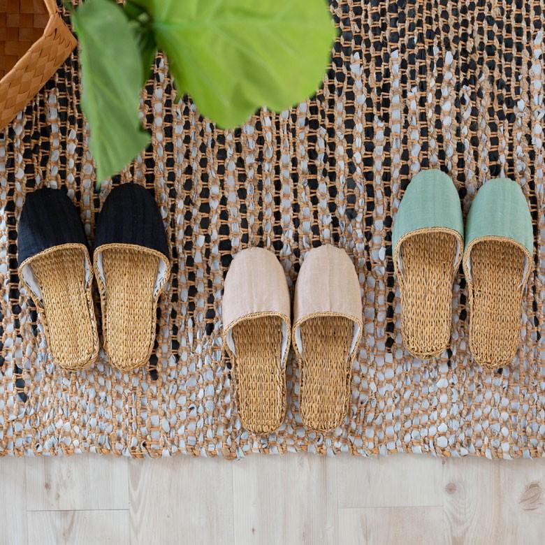 スリッパ ルームシューズ  ムギワラ リネン かわいい おしゃれ 無地 レディース ナチュラル 室内履き 涼しい 94719 | ブランド登録なし | 21