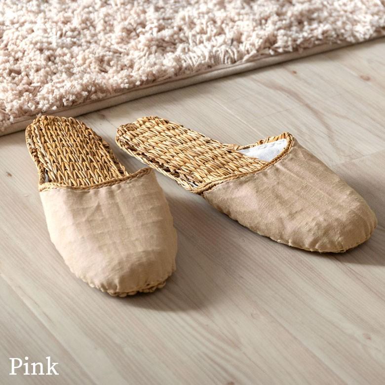 スリッパ ルームシューズ  ムギワラ リネン かわいい おしゃれ 無地 レディース ナチュラル 室内履き 涼しい 94719 | ブランド登録なし | 08