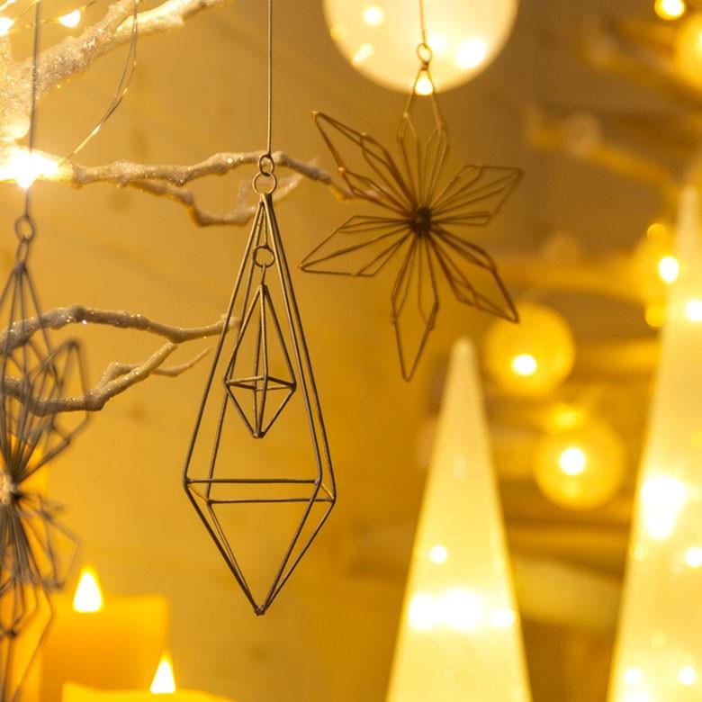 オーナメント アイアン 金属 ワイヤー 多面体 ゴールド シルバー 長さ14cm クリスマスデコレーション デコレーション 飾り おしゃれ 北欧 クリスマス雑貨 94726 | ブランド登録なし | 06