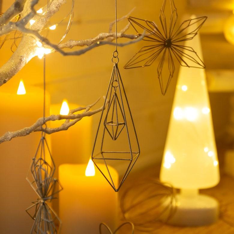 オーナメント アイアン 金属 ワイヤー 多面体 ゴールド シルバー 長さ14cm クリスマスデコレーション デコレーション 飾り おしゃれ 北欧 クリスマス雑貨 94726 | ブランド登録なし | 08