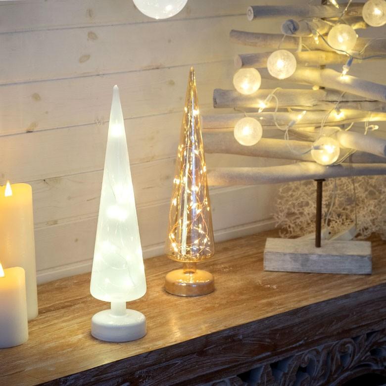 オブジェ ツリー型 ガラス LEDライト付き 高さ40cm 直径9cm クリスマスツリー 照明 ライト 半透明 デコレーション おしゃれ かわいい クリスマス雑貨 94729 | ブランド登録なし | 12