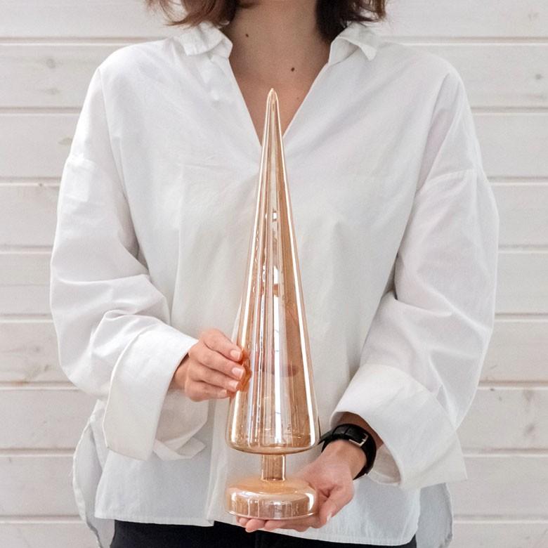 オブジェ ツリー型 ガラス LEDライト付き 高さ40cm 直径9cm クリスマスツリー 照明 ライト 半透明 デコレーション おしゃれ かわいい クリスマス雑貨 94729 | ブランド登録なし | 04