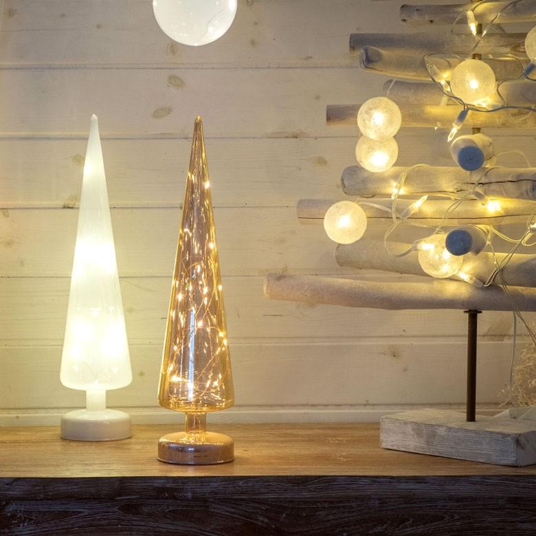 オブジェ ツリー型 ガラス LEDライト付き 高さ40cm 直径9cm クリスマスツリー 照明 ライト 半透明 デコレーション おしゃれ かわいい クリスマス雑貨 94729 | ブランド登録なし | 09
