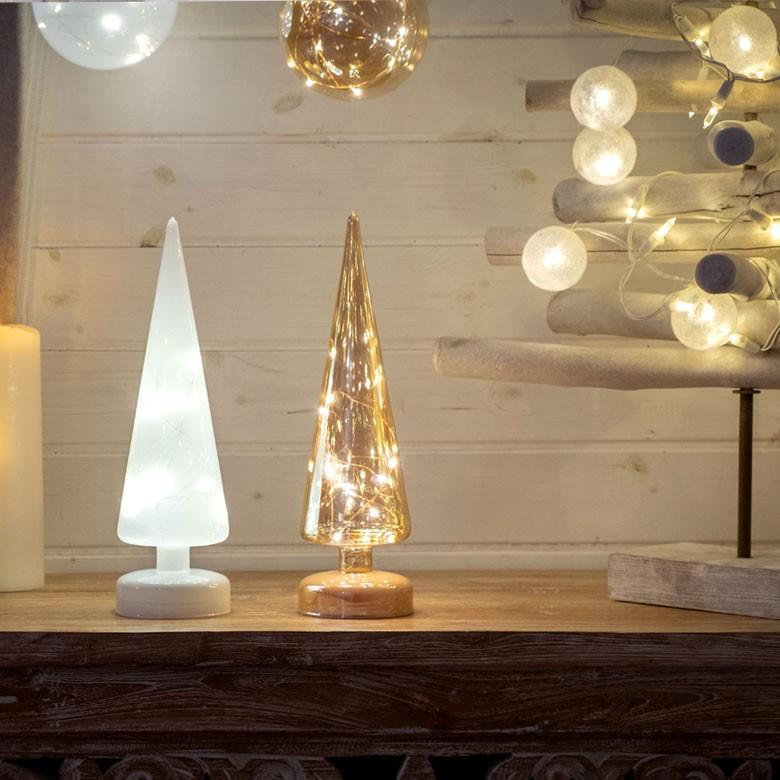 オブジェ ツリー型 ガラス LEDライト付き 高さ30cm 直径9cm クリスマスツリー 照明 ライト 半透明 デコレーション おしゃれ かわいい クリスマス雑貨 94730 | ブランド登録なし | 09