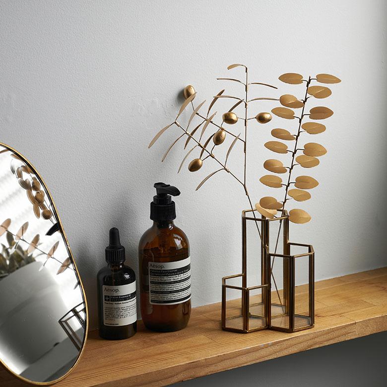 フェイク グリーン オリーブ 枝 造花 約 W 19cm D 6cm H 29cm ブリキ ゴールド おしゃれ クリスマス デコレーション インテリア パーティー 雑貨 西海岸 94743 | ブランド登録なし | 10