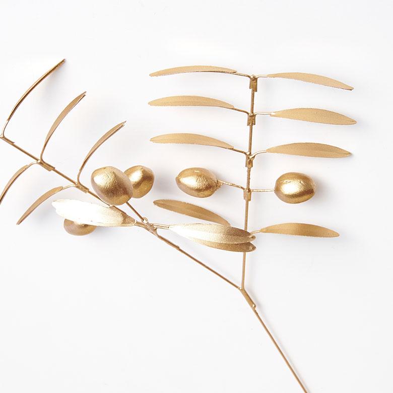 フェイク グリーン オリーブ 枝 造花 約 W 19cm D 6cm H 29cm ブリキ ゴールド おしゃれ クリスマス デコレーション インテリア パーティー 雑貨 西海岸 94743 | ブランド登録なし | 15