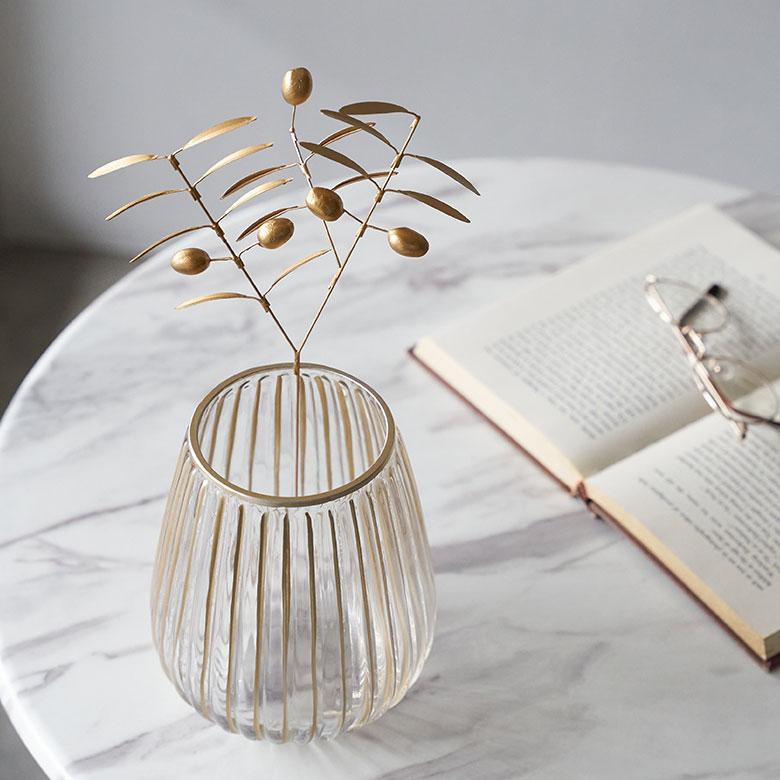 フェイク グリーン オリーブ 枝 造花 約 W 19cm D 6cm H 29cm ブリキ ゴールド おしゃれ クリスマス デコレーション インテリア パーティー 雑貨 西海岸 94743 | ブランド登録なし | 01